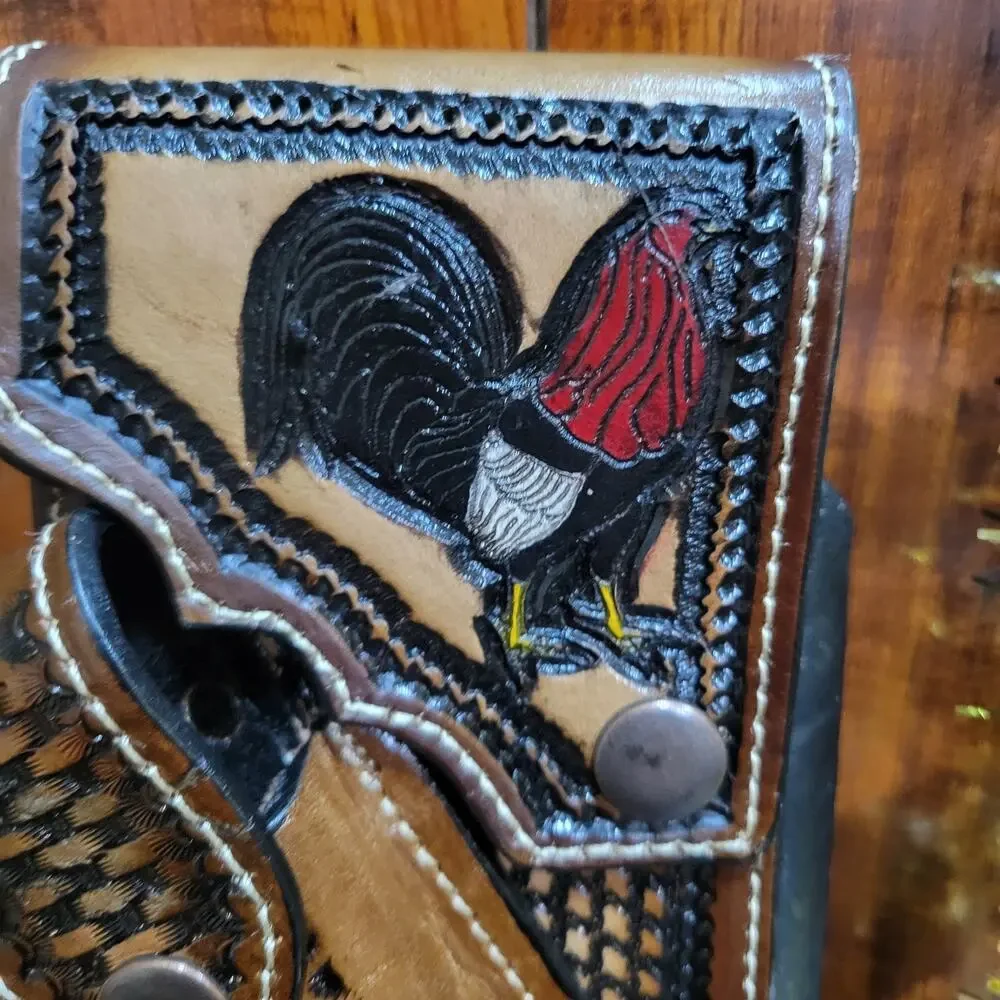 Rooster Western Leather Phone Holster W Knife Sheath LARGE 7x4